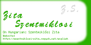 zita szentmiklosi business card
